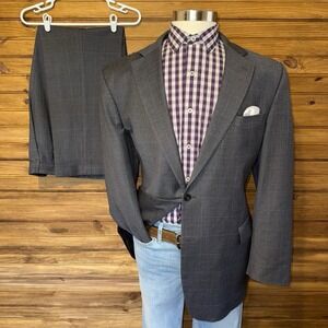 Jos A Bank Mens Suit 2 Piece Set Size 44L Jacket Blazer Pants 38x32 Wool Gray